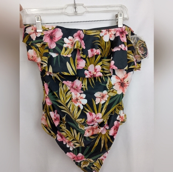 NEW! KONA SOL Black Floral One Piece Swimsuit -(#886) - Picture 9 of 10